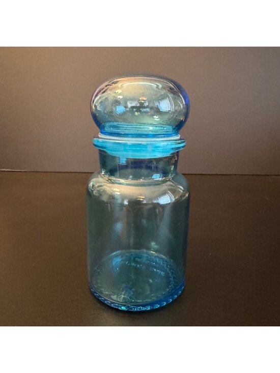 Other - VTG Blue Glass Apothecary Jar Dome Lid Made In Belgium Decorative Storage Contai